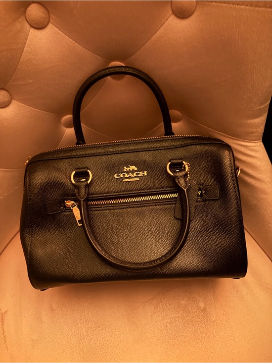 Coach Handbags - Coach Rowen Satchel Black Leather 
Dome Satchel with Gold Hardware